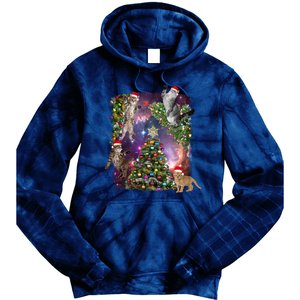 Christmas Space Cats Tie Dye Hoodie