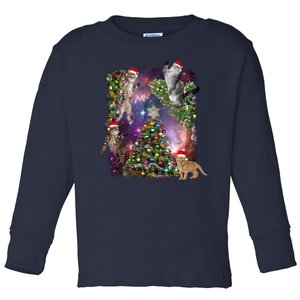 Christmas Space Cats Toddler Long Sleeve Shirt