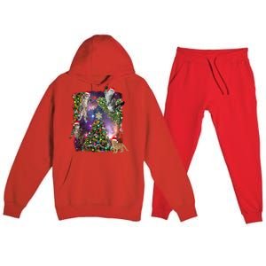 Christmas Space Cats Premium Hooded Sweatsuit Set