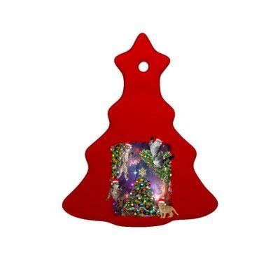 Christmas Space Cats Ceramic Tree Ornament