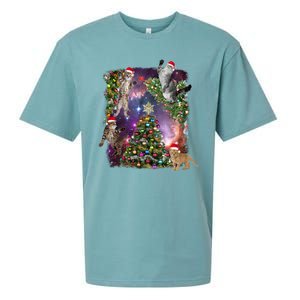 Christmas Space Cats Sueded Cloud Jersey T-Shirt