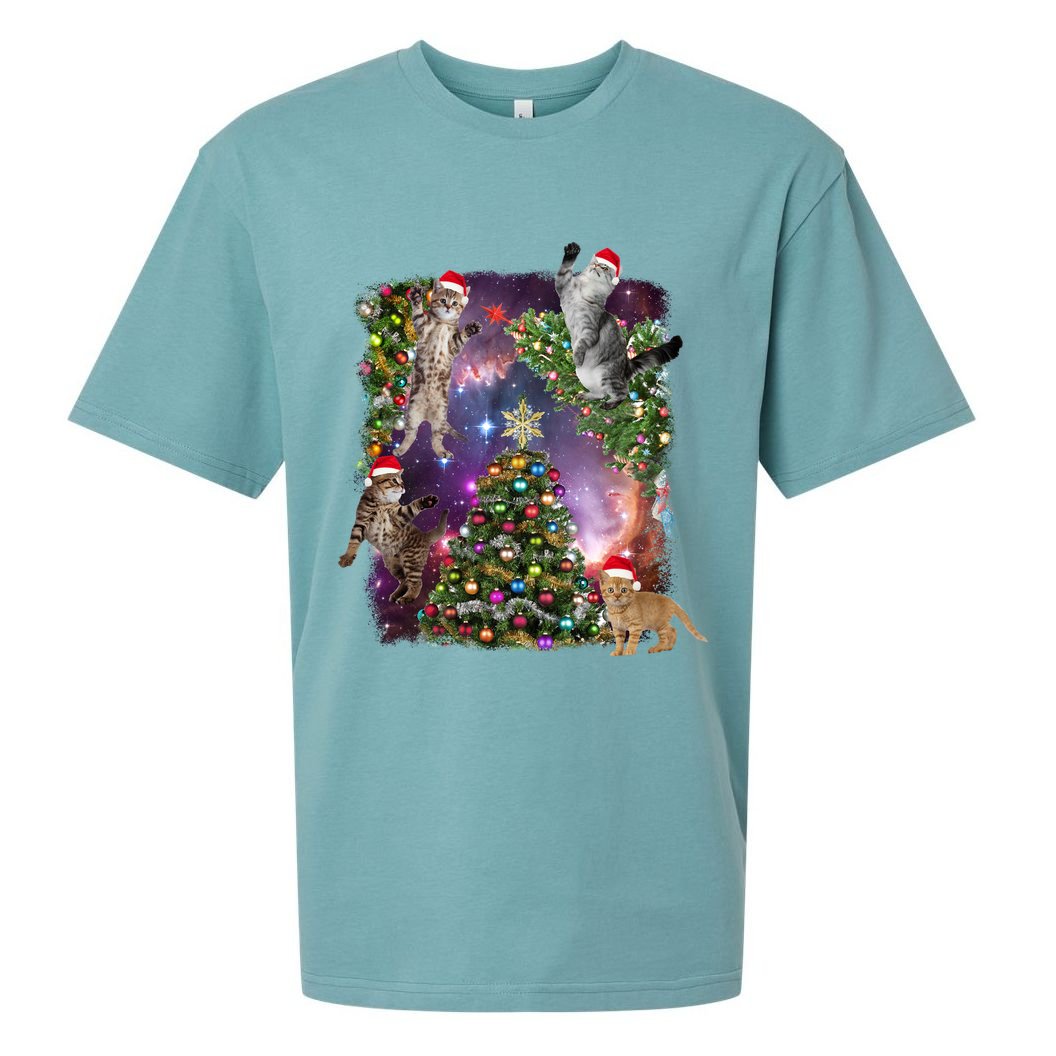 Christmas Space Cats Sueded Cloud Jersey T-Shirt
