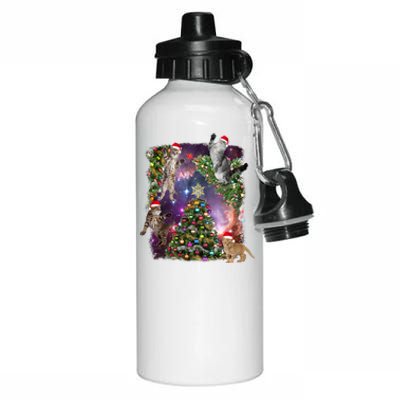 Christmas Space Cats Aluminum Water Bottle