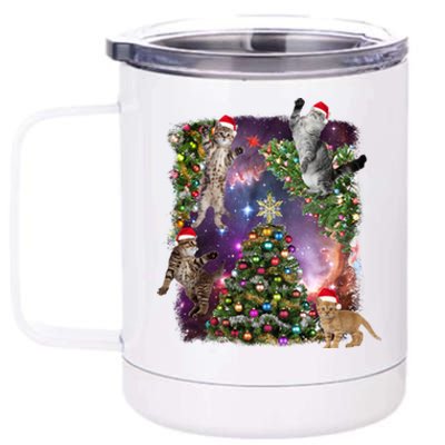 Christmas Space Cats 12 oz Stainless Steel Tumbler Cup