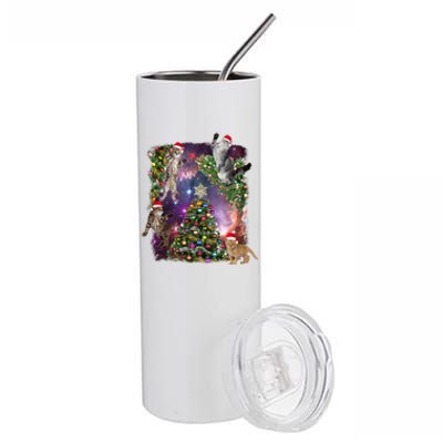 Christmas Space Cats Stainless Steel Tumbler