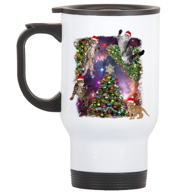 Christmas Space Cats Stainless Steel Travel Mug