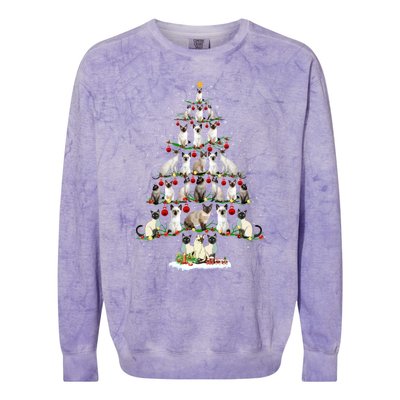 Cute Siamese Cats Tree Merry Christmas Cat Lover Gift Colorblast Crewneck Sweatshirt