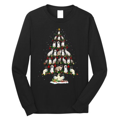 Cute Siamese Cats Tree Merry Christmas Cat Lover Gift Long Sleeve Shirt