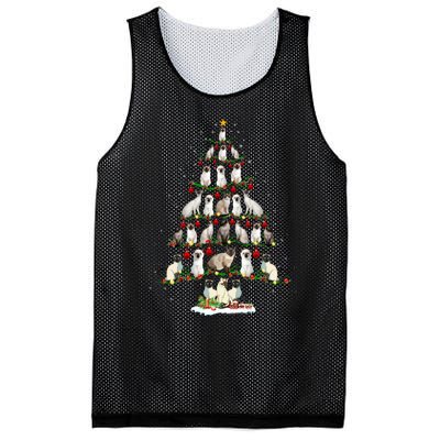 Cute Siamese Cats Tree Merry Christmas Cat Lover Gift Mesh Reversible Basketball Jersey Tank