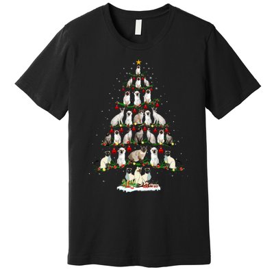 Cute Siamese Cats Tree Merry Christmas Cat Lover Gift Premium T-Shirt