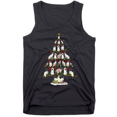 Cute Siamese Cats Tree Merry Christmas Cat Lover Gift Tank Top