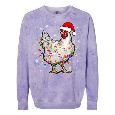 Christmas Santa Chicken Colorblast Crewneck Sweatshirt