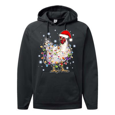 Christmas Santa Chicken Performance Fleece Hoodie