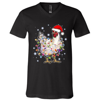 Christmas Santa Chicken V-Neck T-Shirt