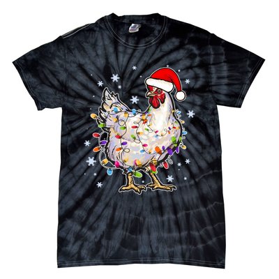 Christmas Santa Chicken Tie-Dye T-Shirt