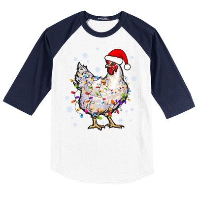 Christmas Santa Chicken Baseball Sleeve Shirt