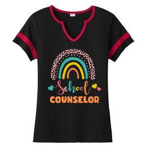 Cute School Counselor Rainbow Ladies Halftime Notch Neck Tee