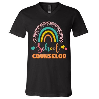 Cute School Counselor Rainbow V-Neck T-Shirt