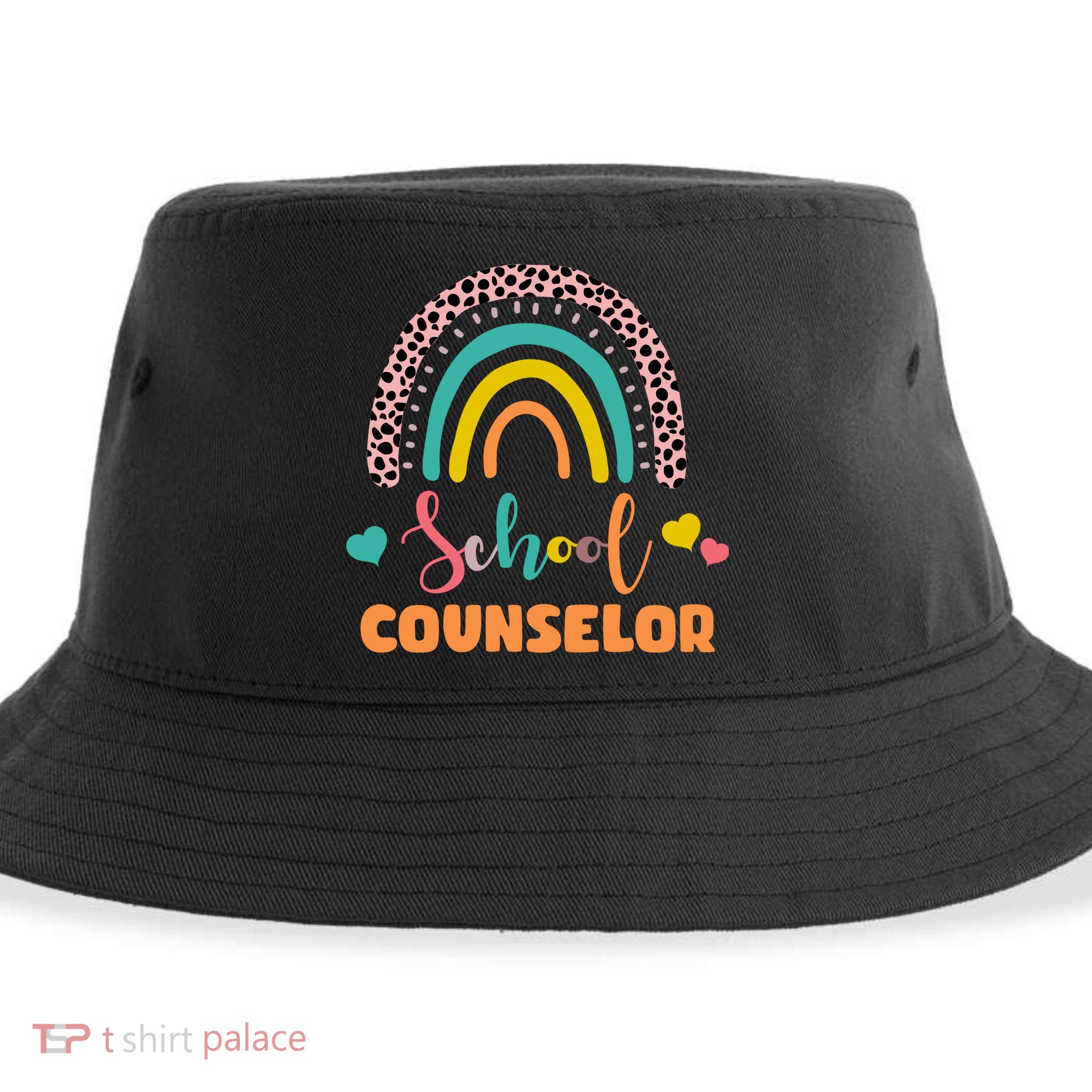Cute School Counselor Rainbow Sustainable Bucket Hat