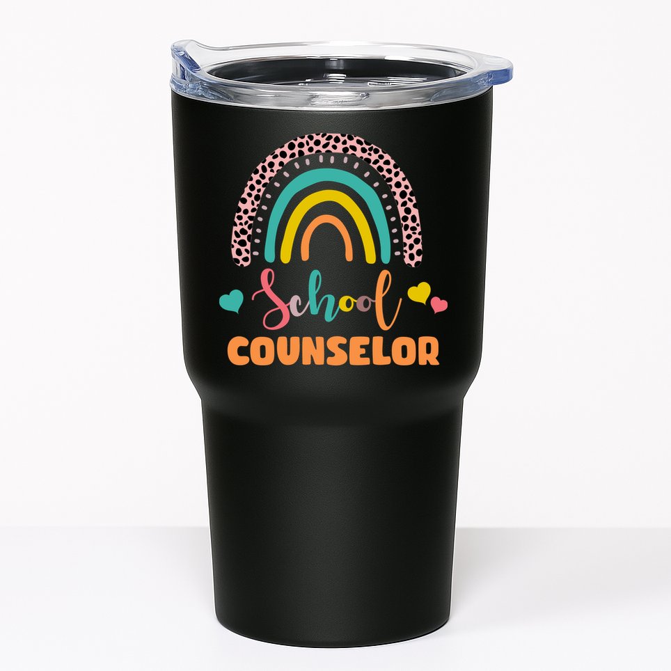 Cute School Counselor Rainbow Tumbler