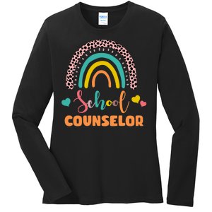 Cute School Counselor Rainbow Ladies Long Sleeve Shirt