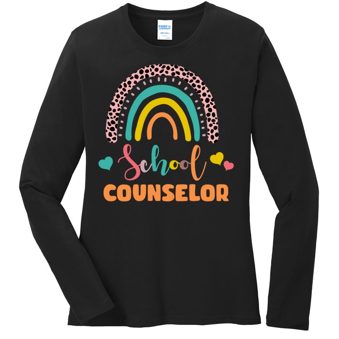 Cute School Counselor Rainbow Ladies Long Sleeve Shirt