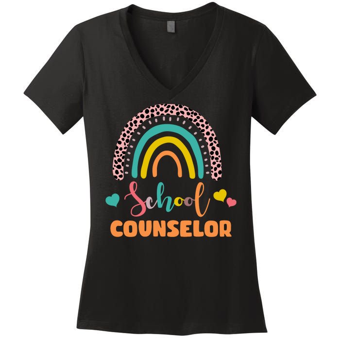 Cute School Counselor Rainbow Women's V-Neck T-Shirt