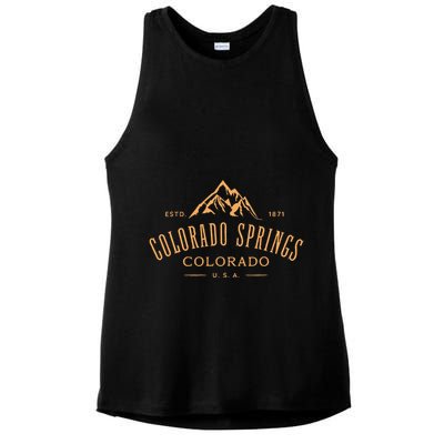 Colorado Springs Colorado Awesome Mountain Design Souvenir Ladies PosiCharge Tri-Blend Wicking Tank