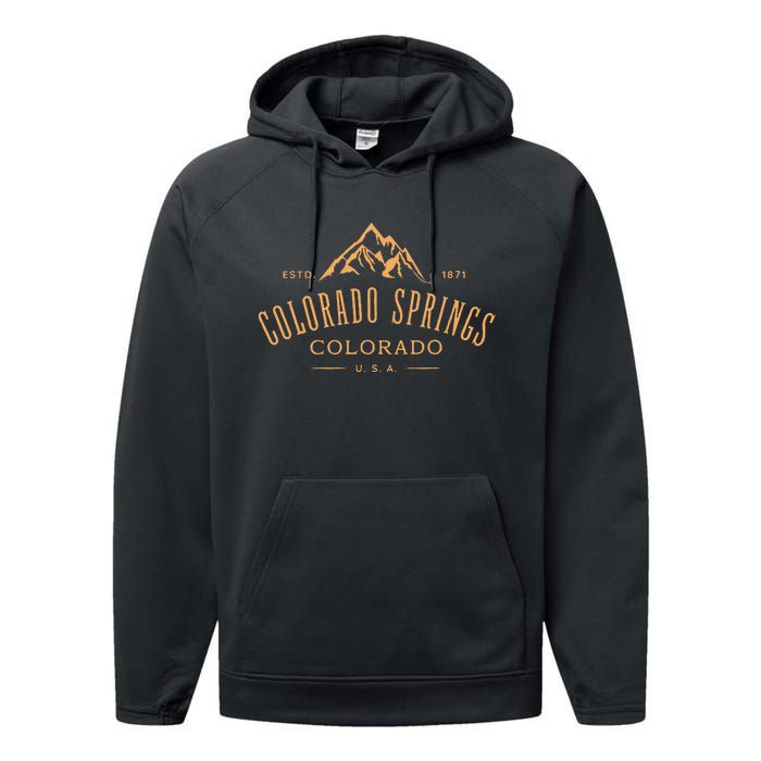 Colorado Springs Colorado Awesome Mountain Design Souvenir Performance Fleece Hoodie