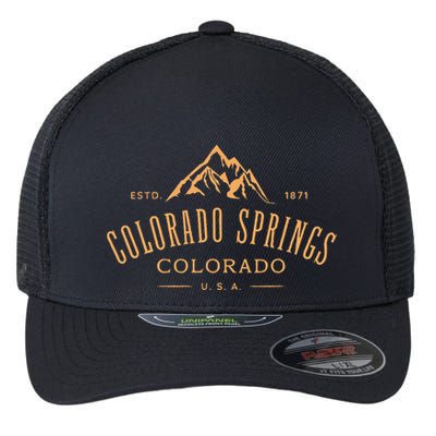 Colorado Springs Colorado Awesome Mountain Design Souvenir Flexfit Unipanel Trucker Cap