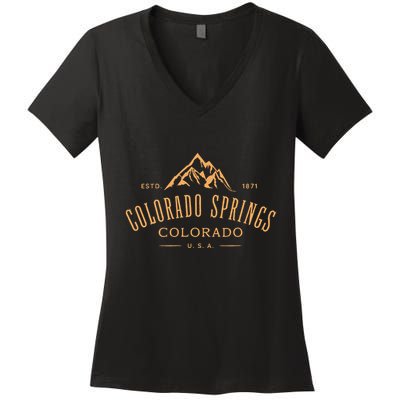 Colorado Springs Colorado Awesome Mountain Design Souvenir Women's V-Neck T-Shirt