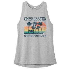 Charleston South Carolina Beach Summer Vacation Ladies PosiCharge Tri-Blend Wicking Tank