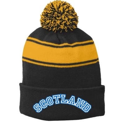 Cool Scotland Country Name Stripe Pom Pom Beanie