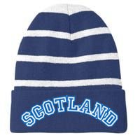 Cool Scotland Country Name Striped Beanie with Solid Band