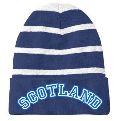 Cool Scotland Country Name Striped Beanie with Solid Band