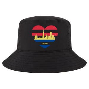 City Skyline Cityscape Heart Shape Birds Flying Dubai Gift Cool Comfort Performance Bucket Hat