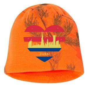 City Skyline Cityscape Heart Shape Birds Flying Dubai Gift Kati - Camo Knit Beanie