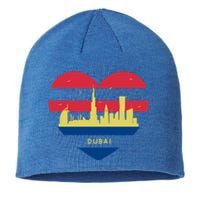 City Skyline Cityscape Heart Shape Birds Flying Dubai Gift Sustainable Beanie