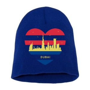 City Skyline Cityscape Heart Shape Birds Flying Dubai Gift Short Acrylic Beanie