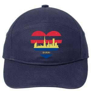 City Skyline Cityscape Heart Shape Birds Flying Dubai Gift 7-Panel Snapback Hat