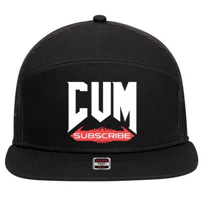 Cum Subscribe 7 Panel Mesh Trucker Snapback Hat