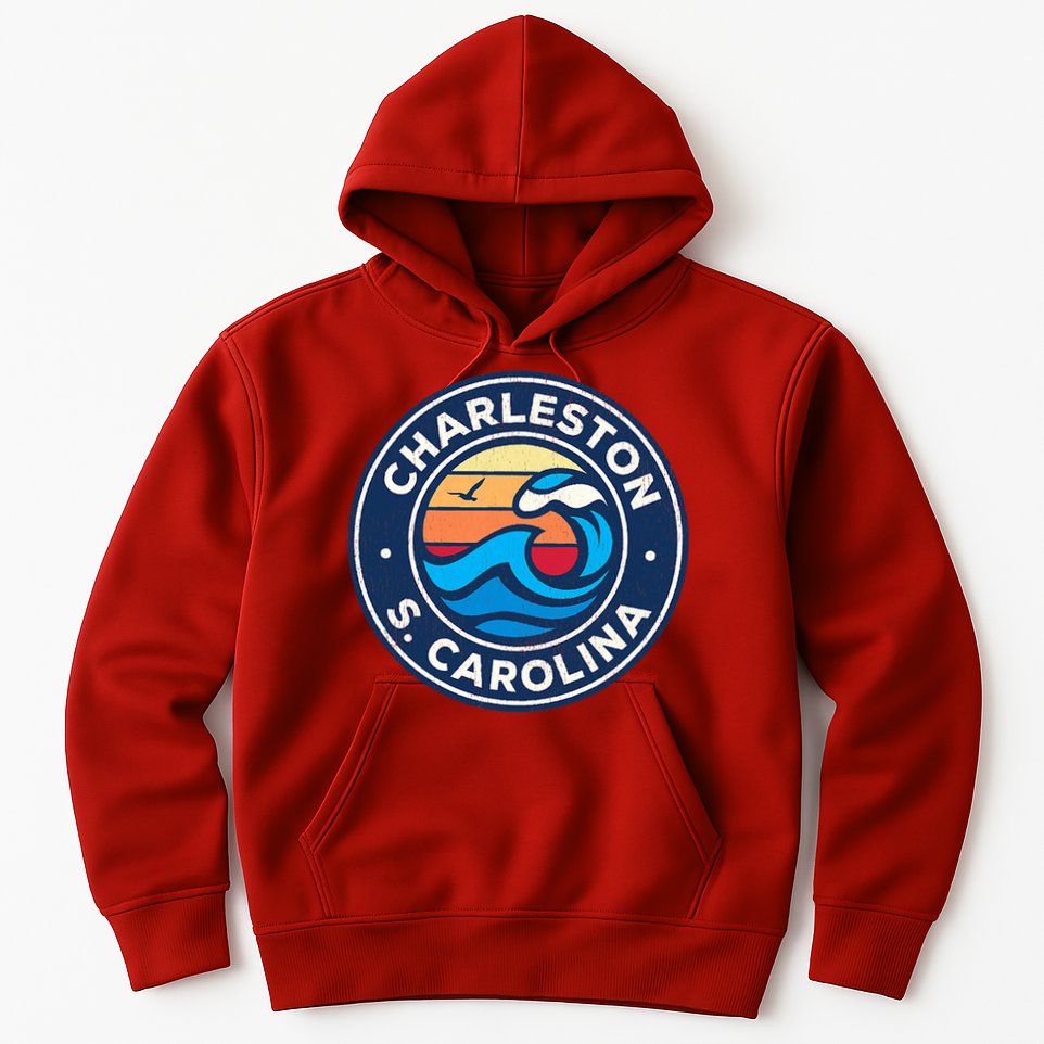 Charleston South Carolina Sc Vintage Nautical Waves Design Hoodie