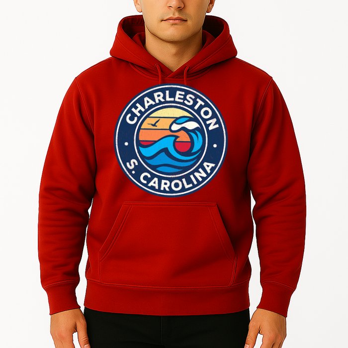Charleston South Carolina Sc Vintage Nautical Waves Design Hoodie