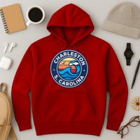 Charleston South Carolina Sc Vintage Nautical Waves Design Hoodie