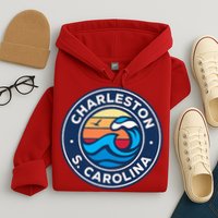 Charleston South Carolina Sc Vintage Nautical Waves Design Hoodie