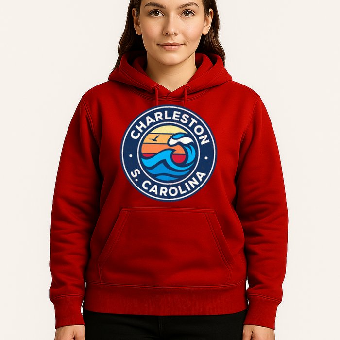 Charleston South Carolina Sc Vintage Nautical Waves Design Hoodie