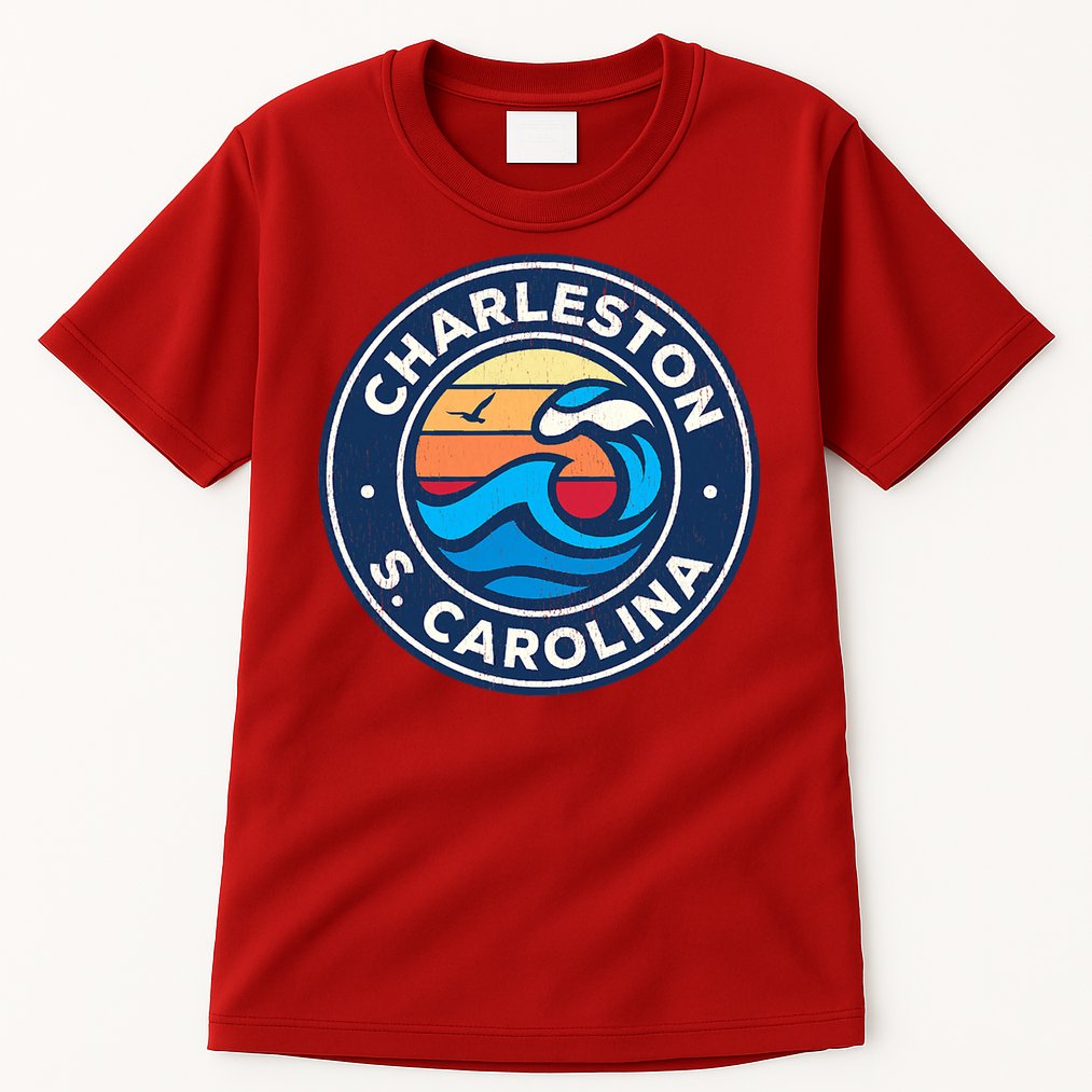 Charleston South Carolina Sc Vintage Nautical Waves Design Tall T-Shirt