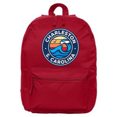 Charleston South Carolina Sc Vintage Nautical Waves Design 16 in Basic Backpack