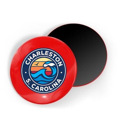 Charleston South Carolina Sc Vintage Nautical Waves Design Magnet