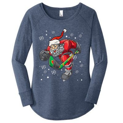 Christmas Santa Claus Ice Hockey S Funny Ns Women's Perfect Tri Tunic Long Sleeve Shirt